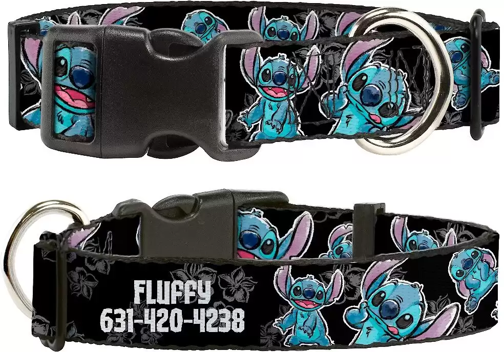 Buckle-Down Polyester Personalized Dog Collar - Stitch