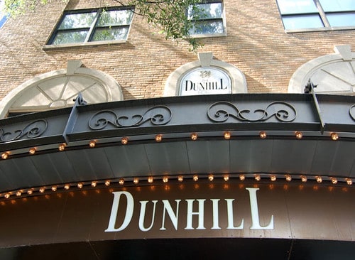 Sign over the entrance for the Dunhill hotel, Charlotte, NC