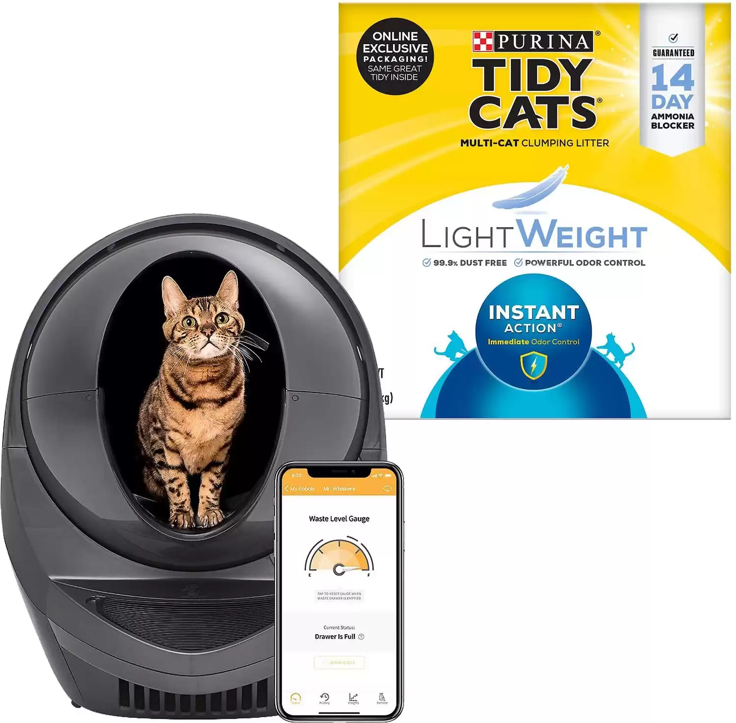 Bundle: Litter-Robot Automatic Self-Cleaning Litter Box + Tidy Cats Cat Litter