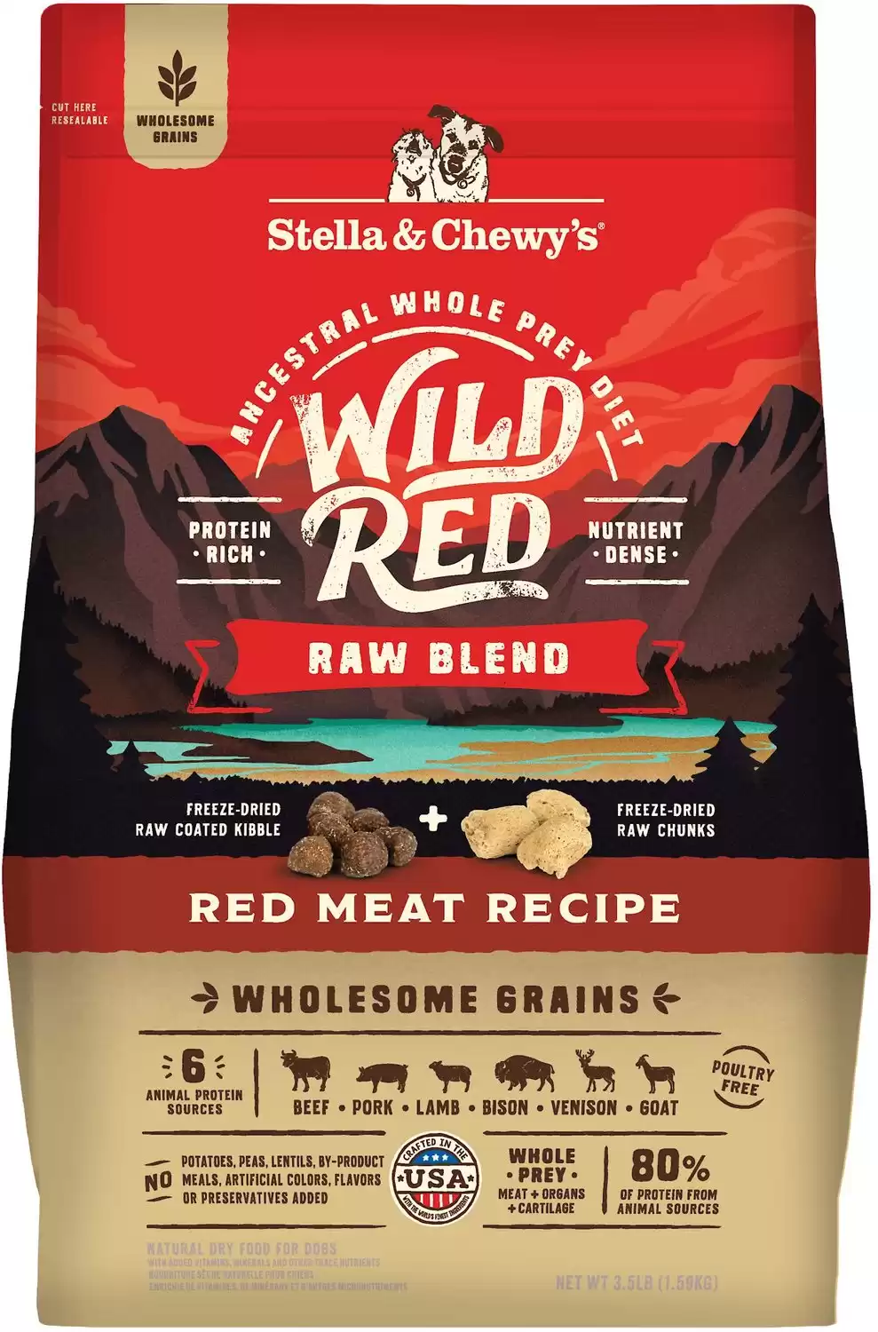 Stella & Chewy's Wild Red Raw Blend Kibble Wholesome Grains Red Meat Recipe Dry Dog Food