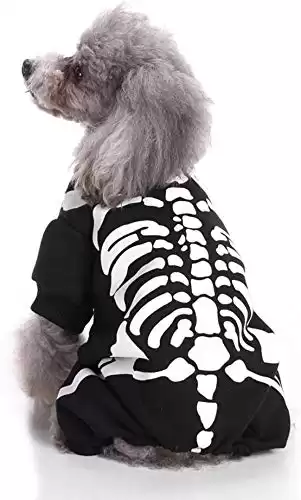 Wizland Pet Jumpsuit Halloween Skeleton Dog Costume