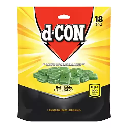 d-CON Refillable Corner Fit Mouse Bait Station + 18 Bait Refills