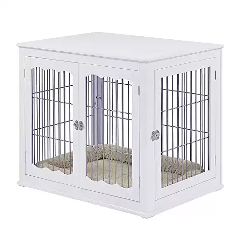 unipaws Furniture Style Dog Crate End Table with Cushion