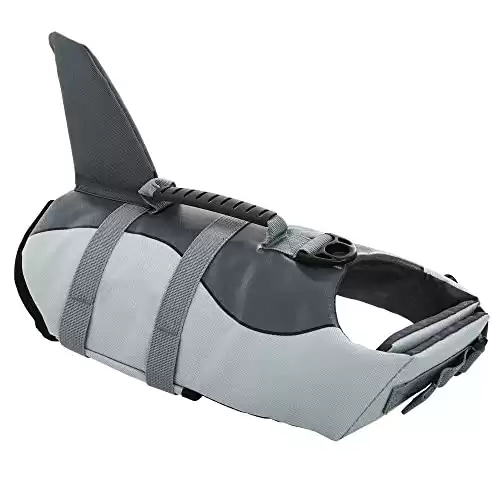 Queenmore Dog Life Jacket Ripstop Dog Safety Vest with Shark Fin