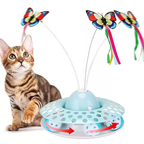 Pawzone Automatic Electric Rotating Butterfly & Ball Exercise Toy