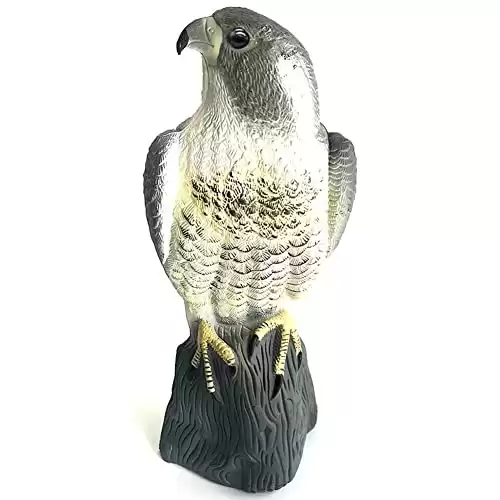 YOFIT Bird Scarecrow Fake Horned Hawk Decoy