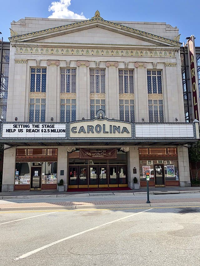 Shot of the front of the Carolina Theatre, Greensboro, NC 