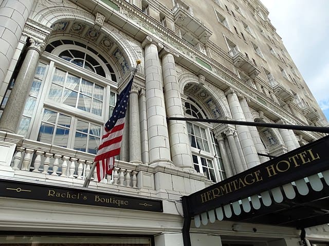 Façade of the Hermitage Hotel in Nashville, TN