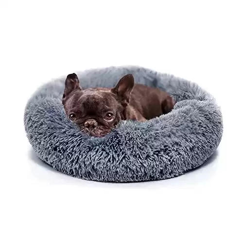 Nonofish Calming Dogs Bed Fluffy Luxury Anti-Slip Base Cozy Soft