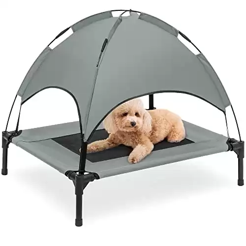 Best Choice Products Elevated Cooling Dog Bed with Removable Canopy Shade Tent