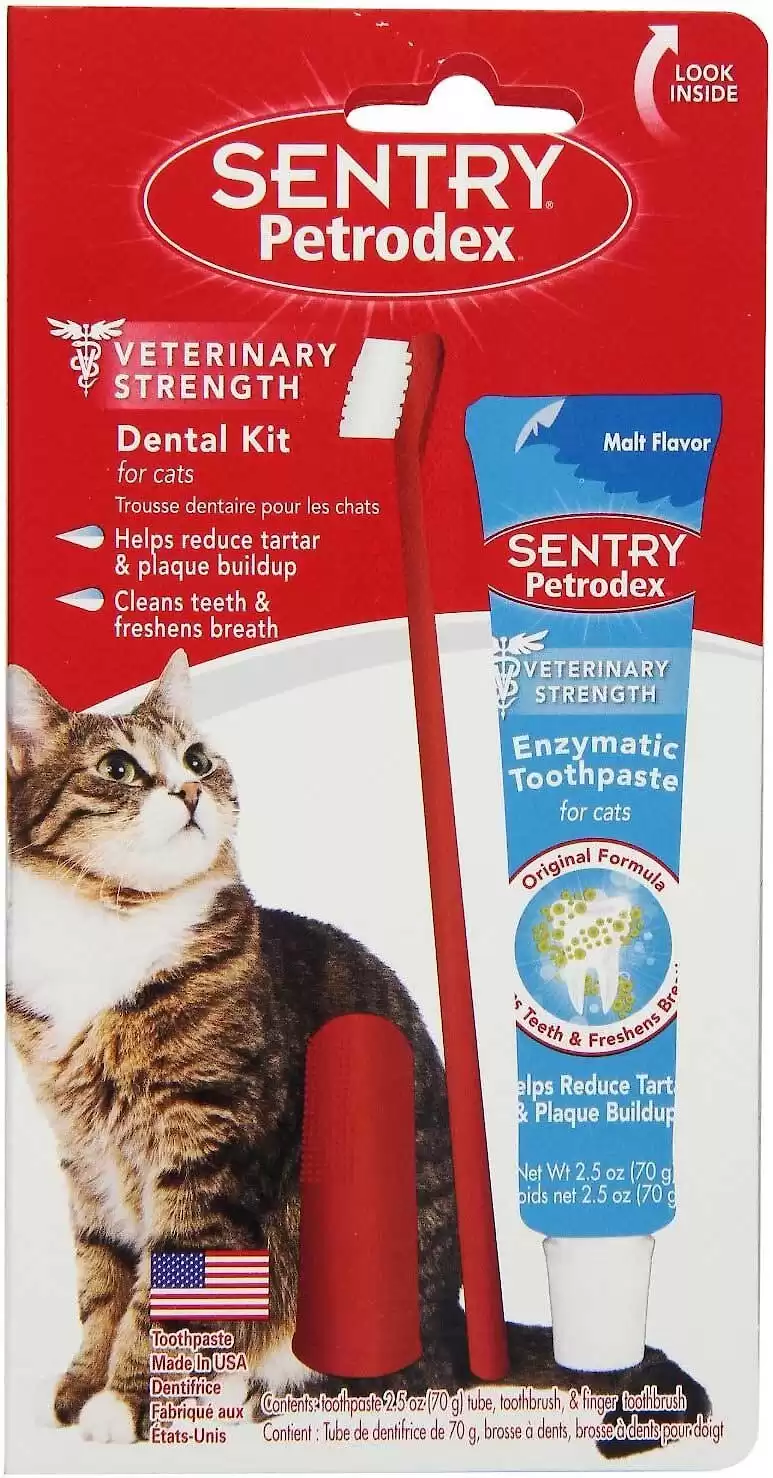 Sentry Petrodex Veterinary Strength Enzymatic Malt Flavor Cat Dental Kit