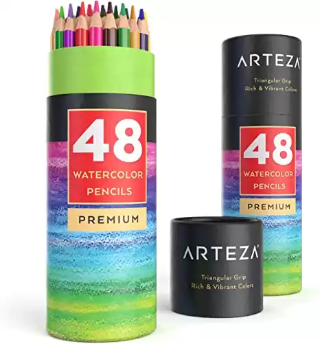 Arteza Watercolor Pencils, Set of 48