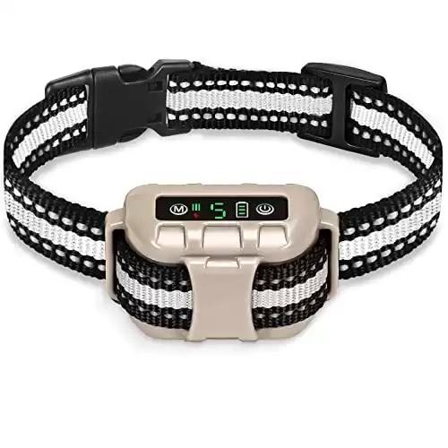 Trulrox No-Bark Rechargeable Collar with Adjustable Sensitivity and Intensity Beep Vibration and No-Harm Shock