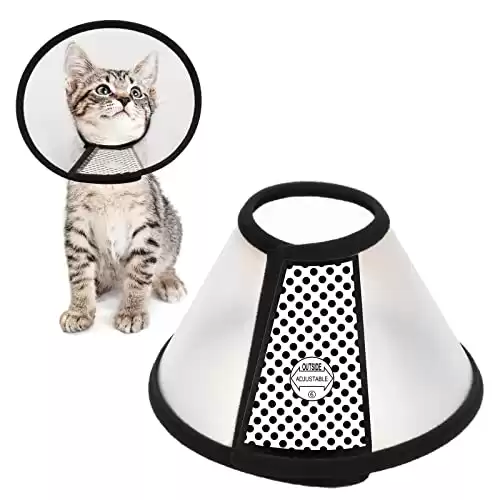 Depets Adjustable Recovery Pet Cone E-Collar for Cats