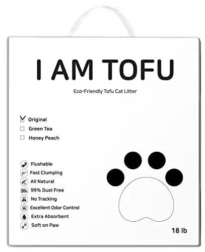 K KAMY'S ZOO I AM TOFU - Tofu Cat Litter, Natural Flushable Extra Clumping Pellet Litter, 18lb (Original)