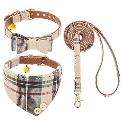 Bow Tie Dog Collar and Leash Set