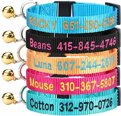 Personalized Cat Collar with Bell And Breakaway Safety Release Buckle