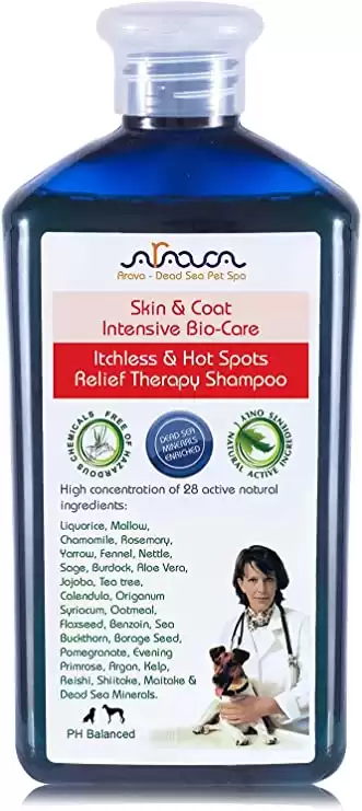 Arava Natural Medicated Dog Shampoo – Anti Yeast Anti Itch Dog Shampoo - Healthy Skin & Coat - First Aid in Hot Spots Ringworm Scrapes Abrasions & Dermatologic Infections