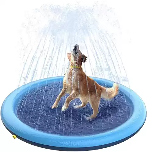 Peteast Dog Pool Anti-Slip Splash Pad Dog Sprinkler
