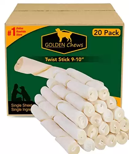 Golden Chews Natural Rawhide Roll Twist Sticks
