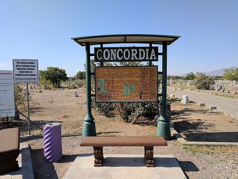 Concordia cemetery sign, El Paso, TX