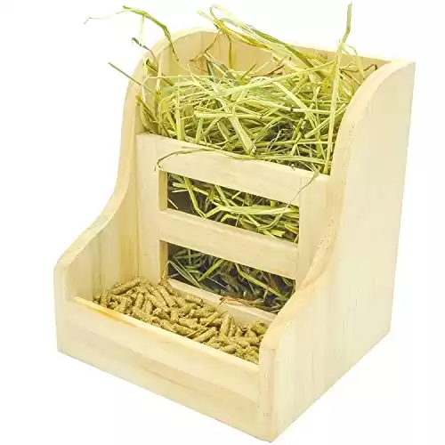 Niteangel Grass & Food Wooden Hay Manger for Rabbits