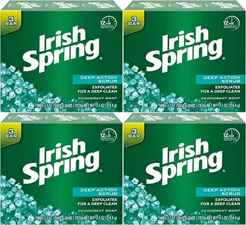 Irish Spring Deodorant Bath Bar Soap with Scrubbing Beads: 12 Bars Total