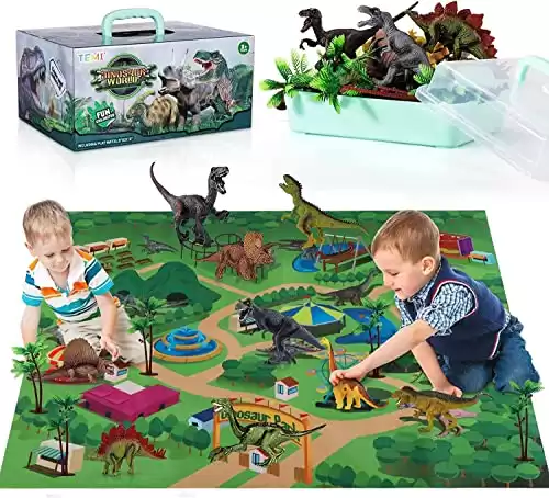 TEMI Dinosaur Toys for Kids 3-5 with Activity Play Mat
