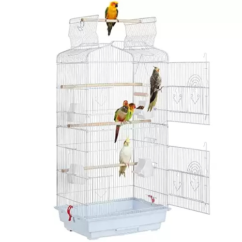 Yaheetech 41-Inch Open Top Portable Hanging Medium Flight Bird Cage