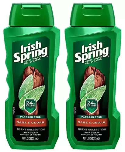 Irish Spring Body Wash - Sage & Cedar - Paraben Free - 2 Bottles