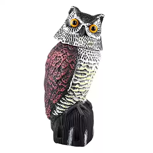 Plastic Owl Scarecrow Sculpture with Rotating Head