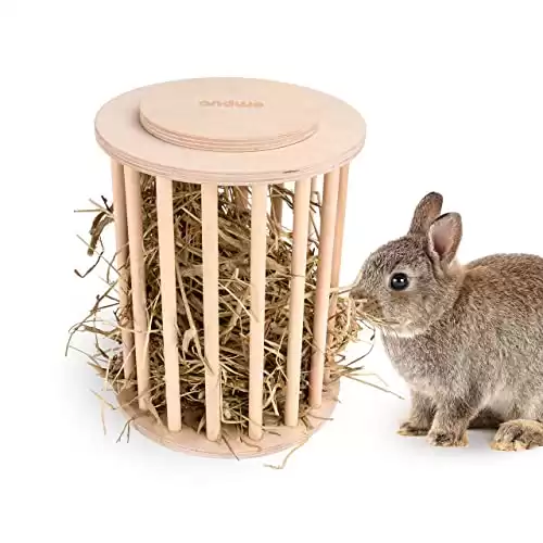 andwe Standing Hay Feeder Wooden Hay Rack for Rabbit