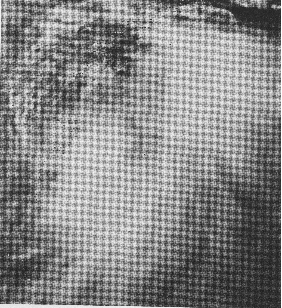 This weather satellite image of Tropical Storm Amelia was taken during the afternoon of July 30, 1978