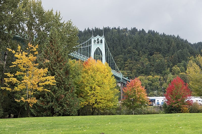 St Johns Bridge as seen from Cathedral Park, Portland, OR