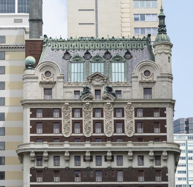 Exterior shot of the Adolphus Hotel, Dallas, TX