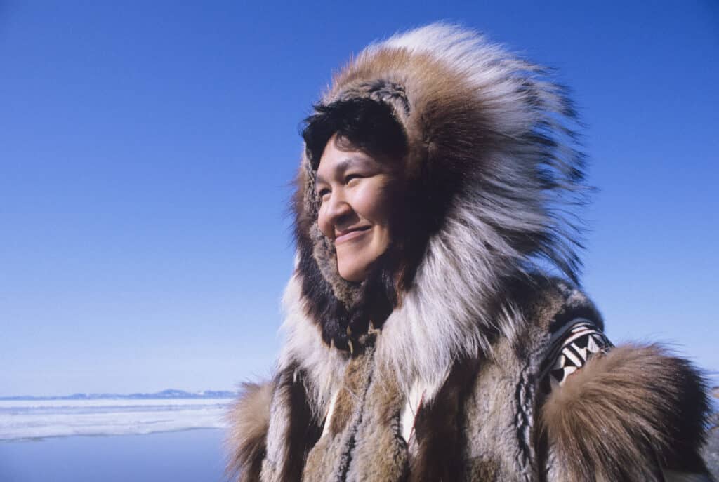 Inuit Woman In Traditional Clothing
