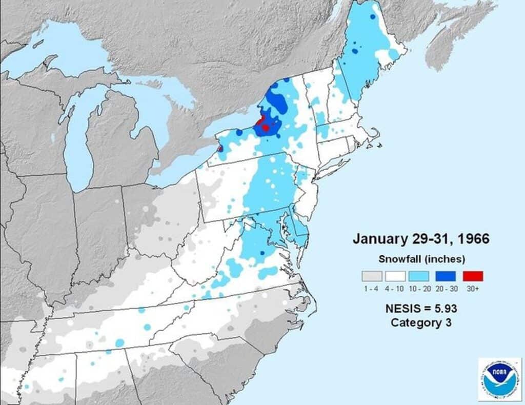 1966 Blizzard Snowfall