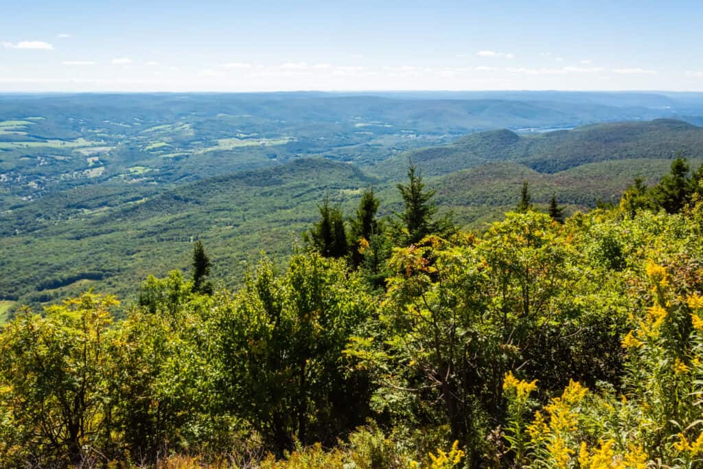 Aerial view from Adams Overlook along the Mohawk Trail in <a href=