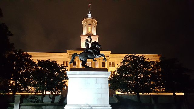 The Tennessee State Capital building at night