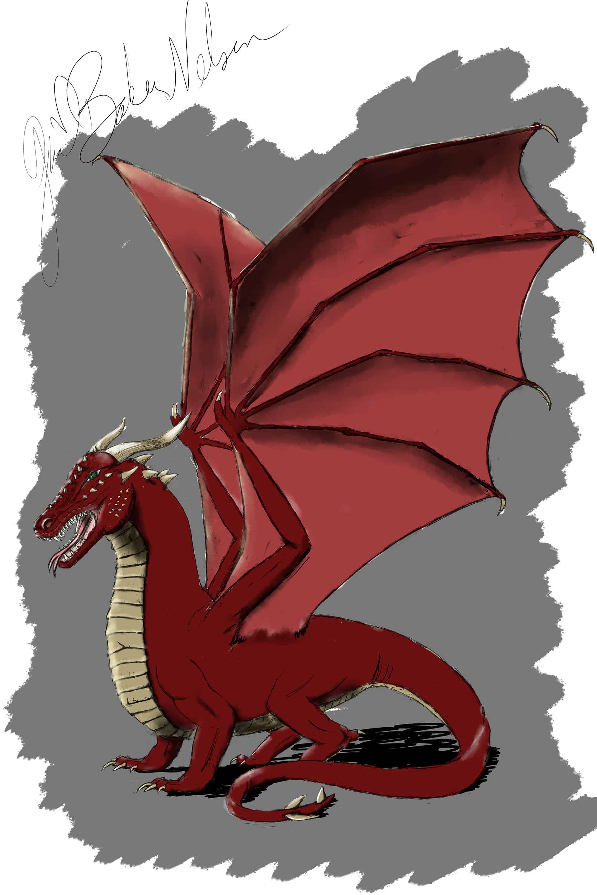 simple dragon drawing with color