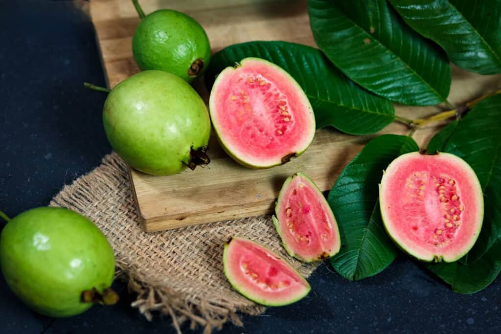 Guava fruit cut into slices