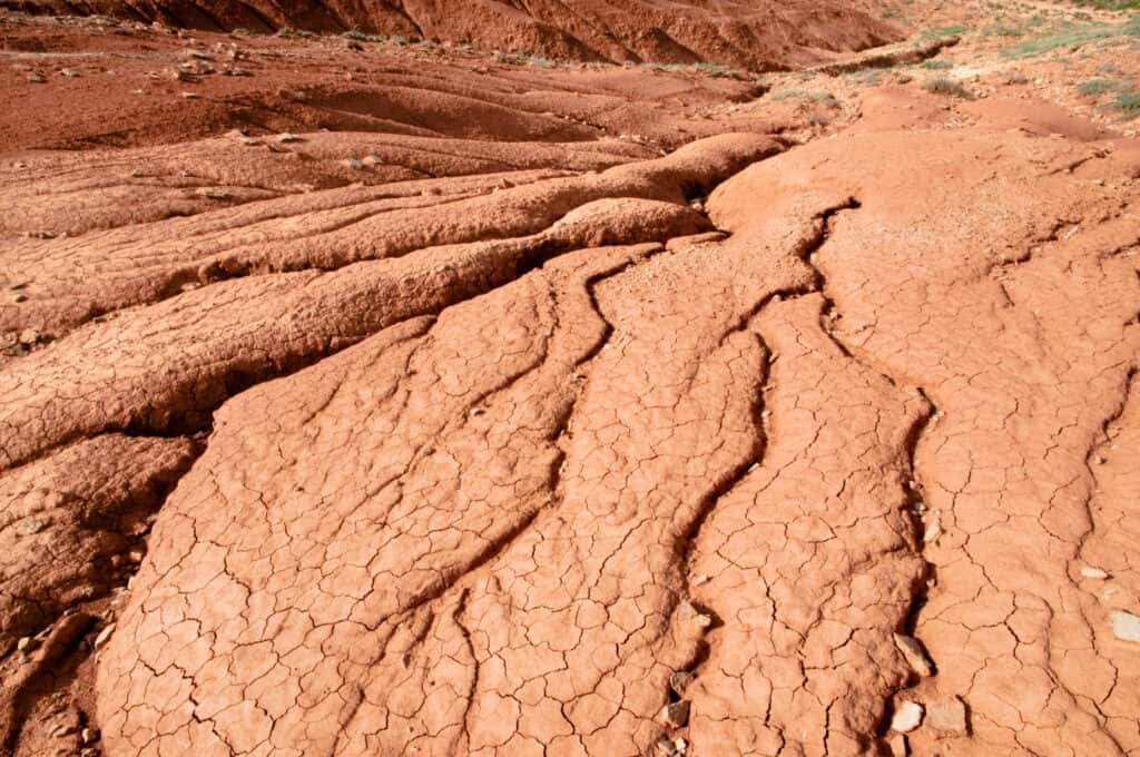 Red clay Permian era rocks in Russia