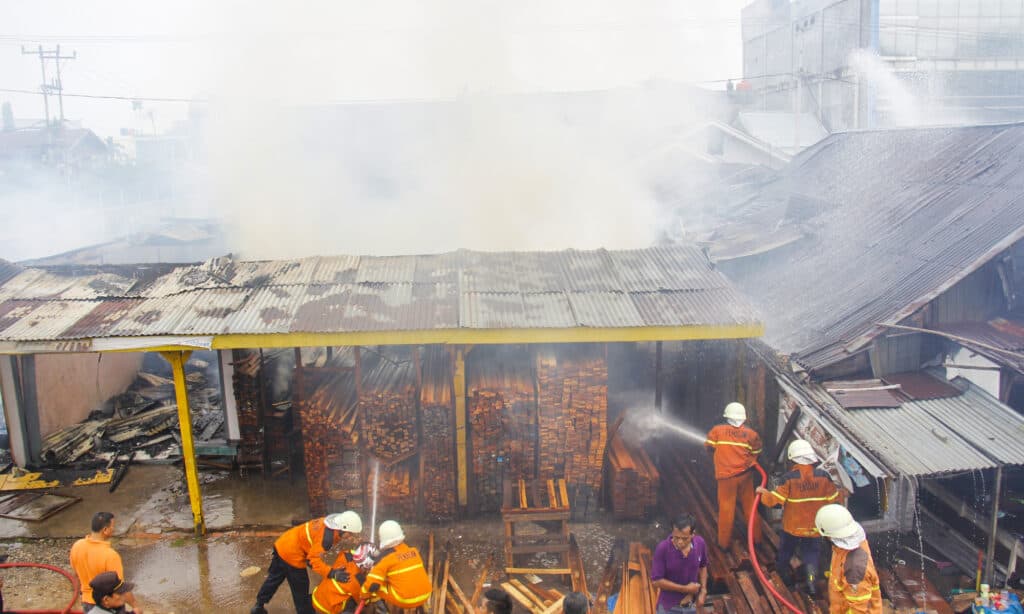Pekanbaru, Indonesia. August 1, 2015: Firefighters