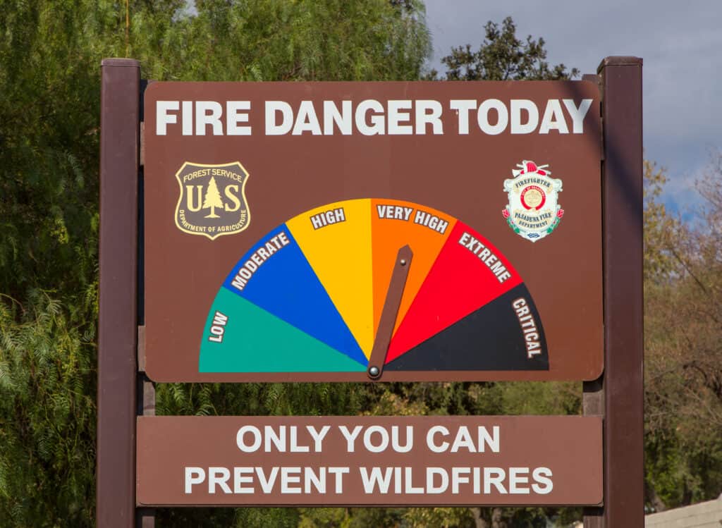 Fire Danger Sign in Pasadena, CA