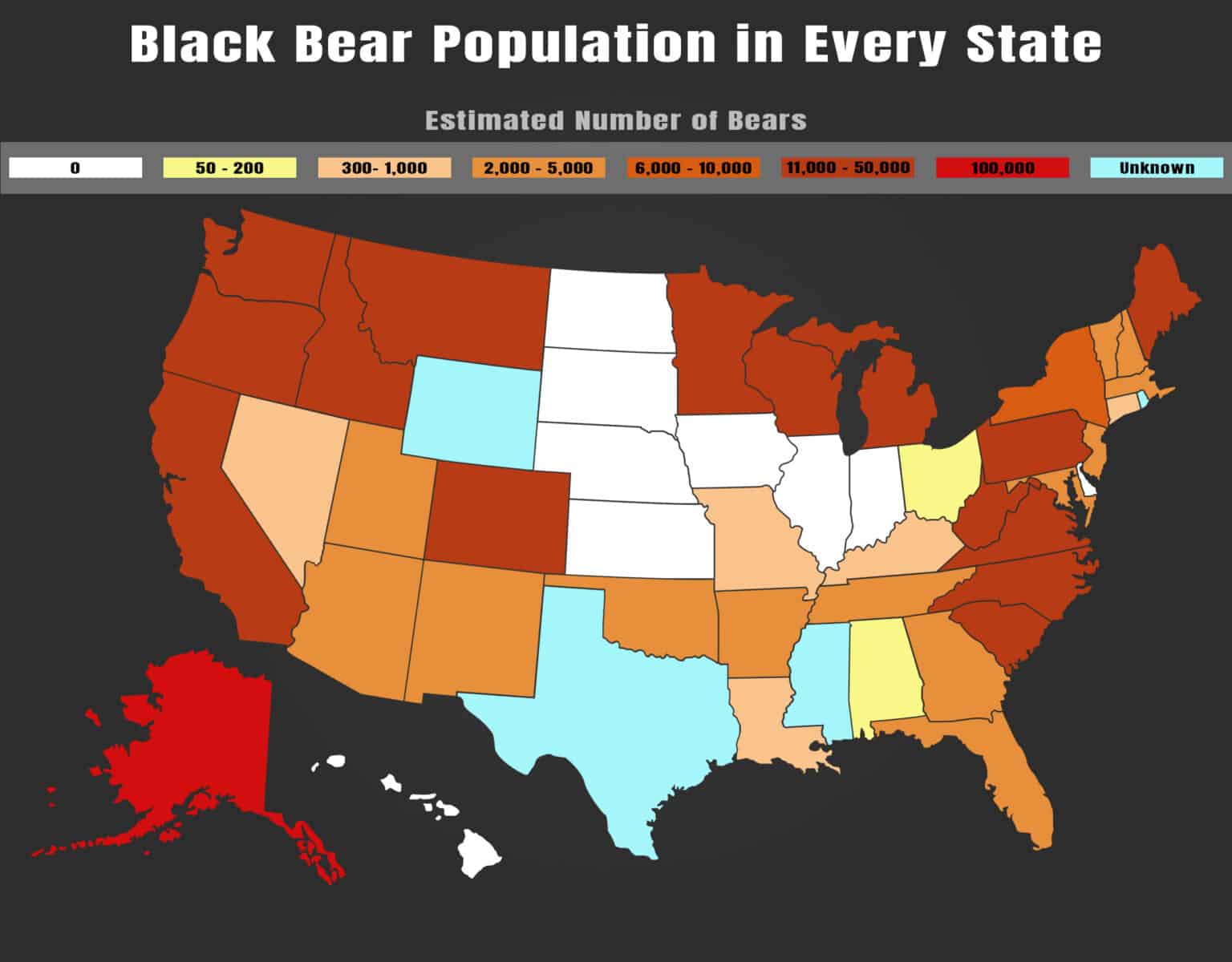 Black Bear Population by State AZ Animals