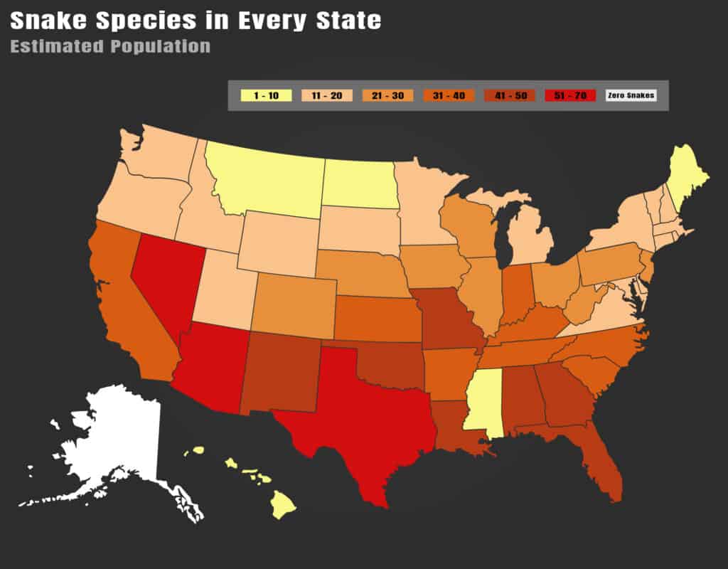 where do snakes live map