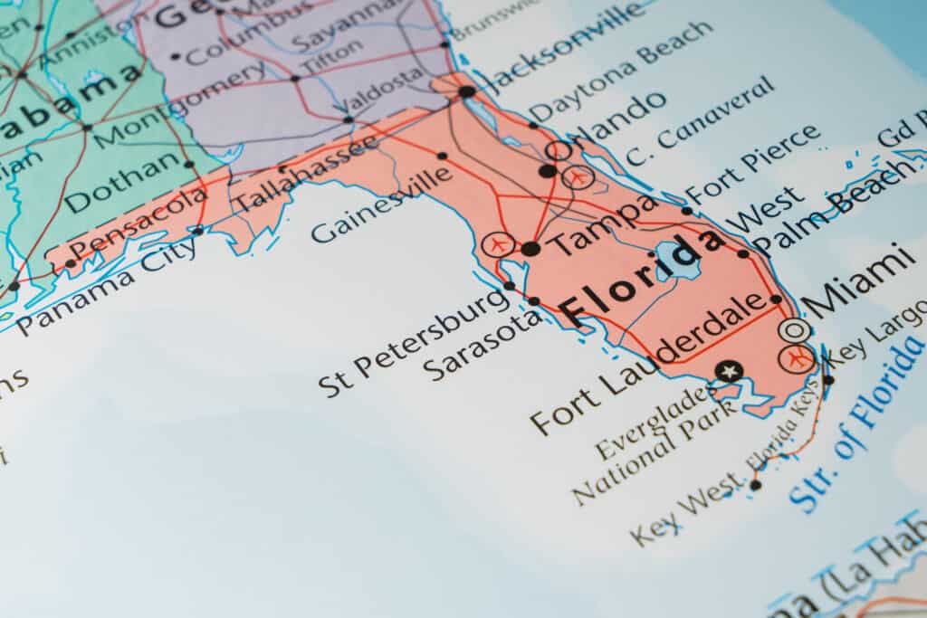 Florida on United States Map