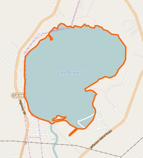 Map of Lake Peigneur, Louisiana