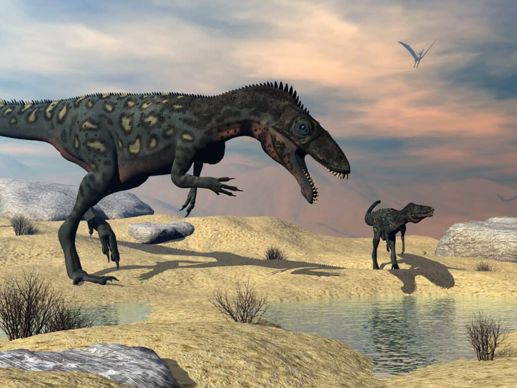 3D render of two Masiakasauruses