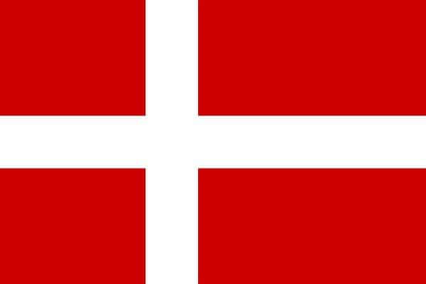 The flag of Denmark has a red field and a Nordic cross in white that is positioned off-center. 